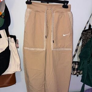 Nike Beige Joggers with White Swoosh